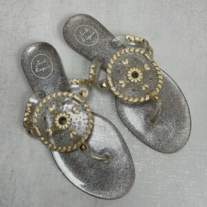 Jack Rogers Glitter Jelly Thong Flat Sandals 8 Beach Resort Summer Flip Flop